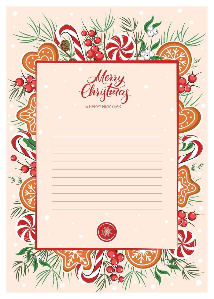 Blank greeting letter Merry Christmas and Happy New Year. vector