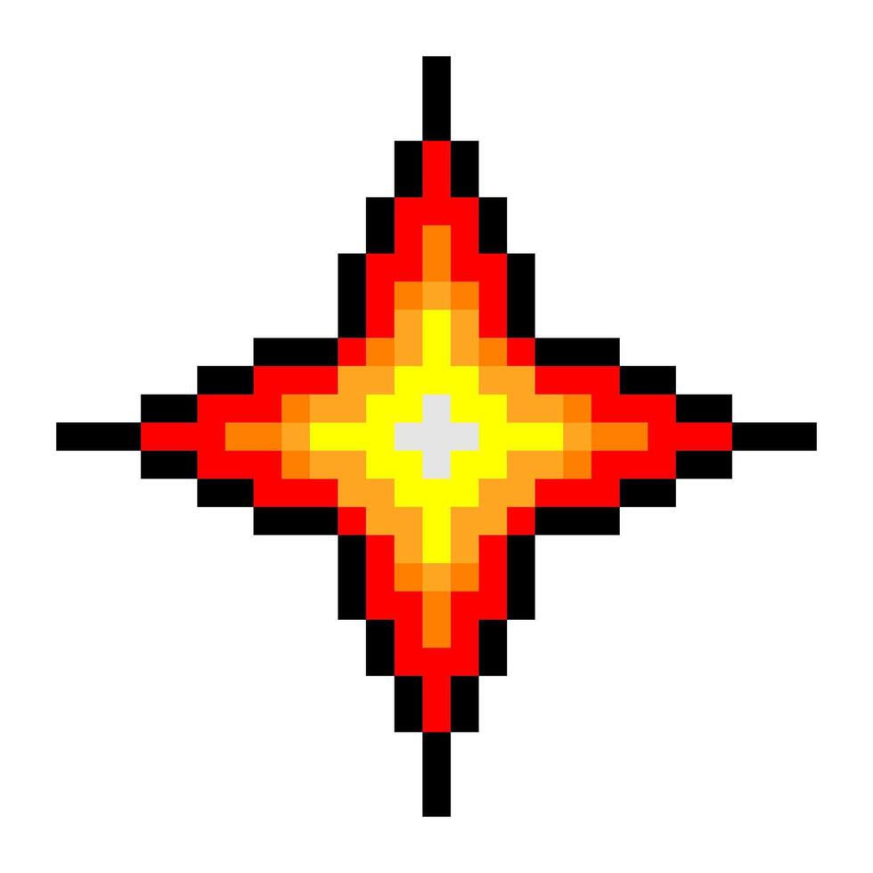 Sparkling red star in pixel art style vector