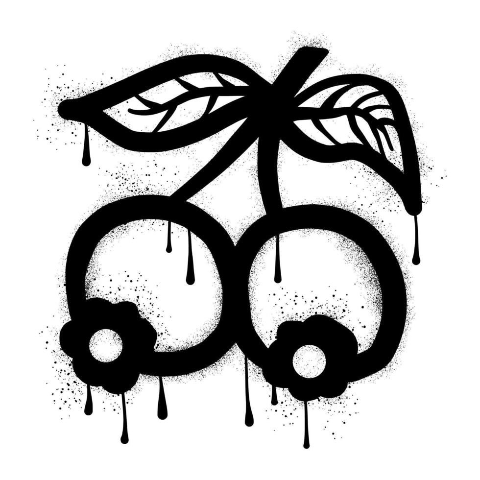Drawing blueberry graffiti with black spray paint vector