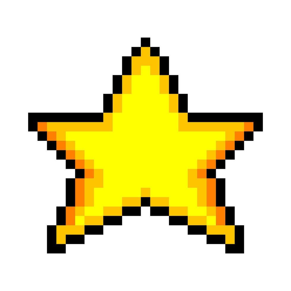Yellow star in pixel art style vector