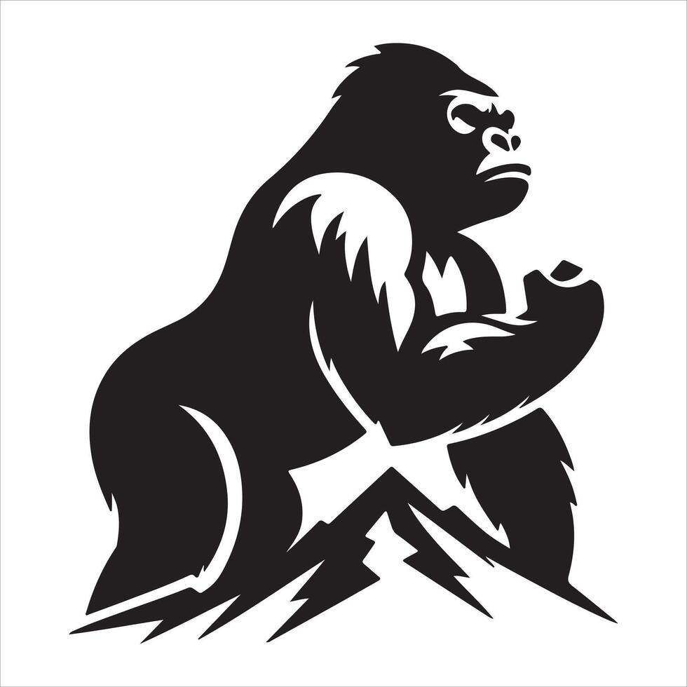 A simple, Gorilla-style graphic silhouette set against a white, black backdrop vector