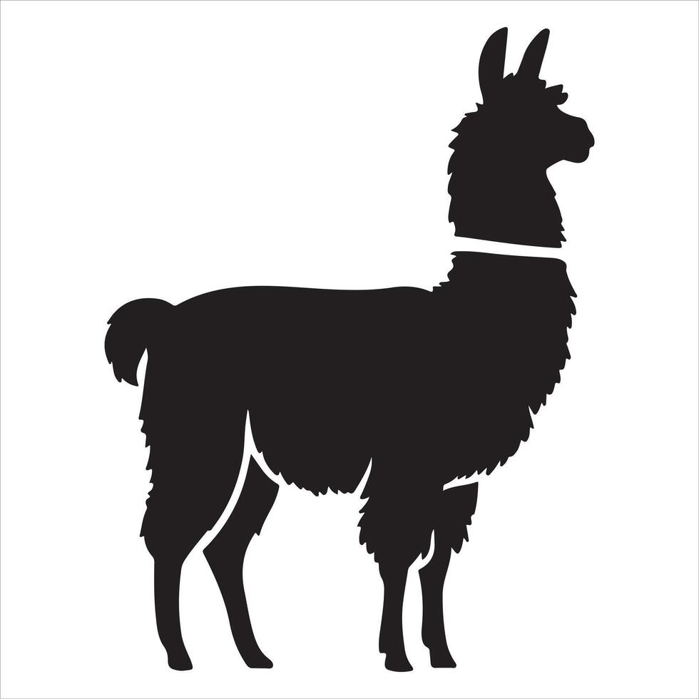 A transparent background with a dark silhouette of a llama vector