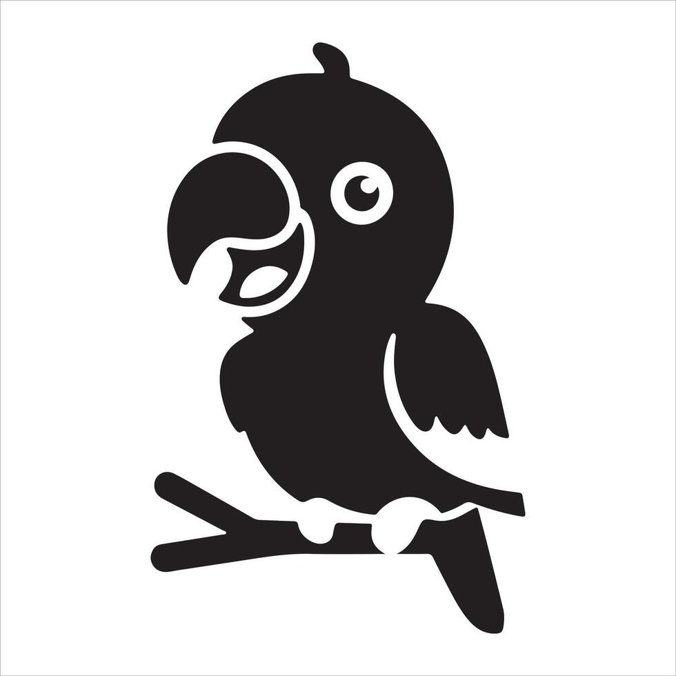 An illustration of a parrot's silhouette on a branch vector