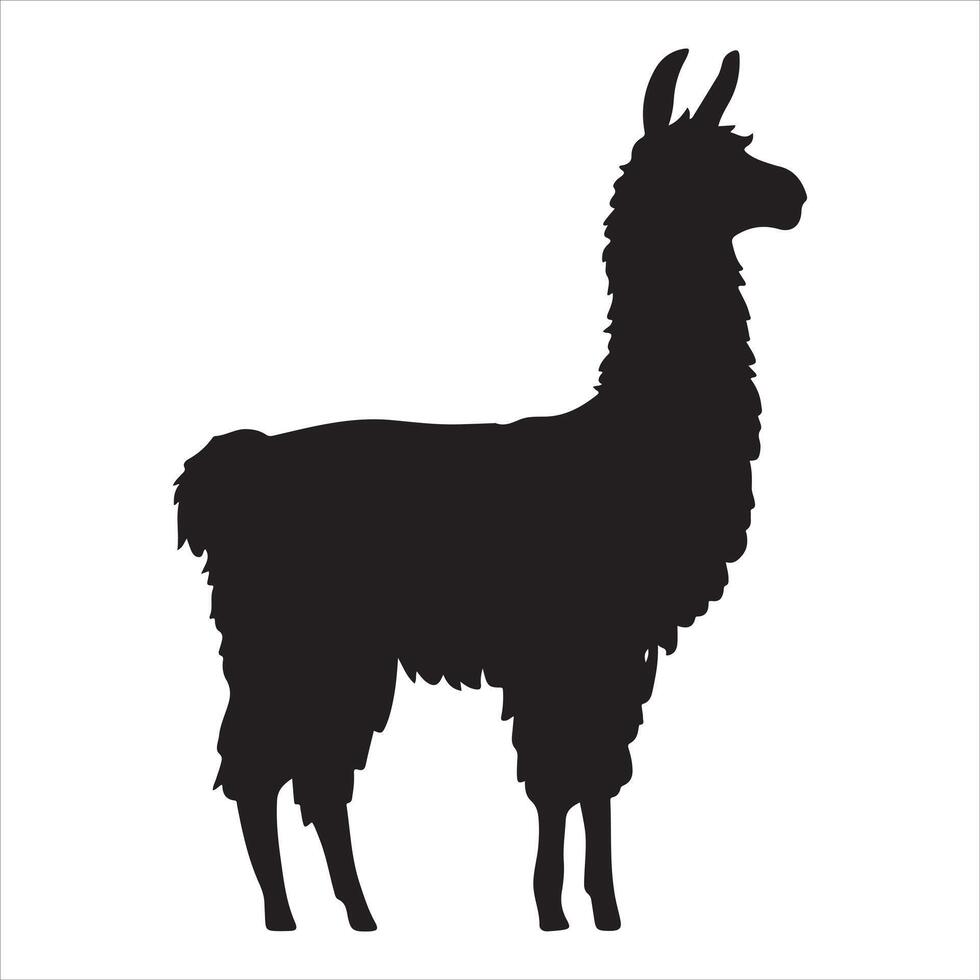 Rough illustration of a Llama silhouette with a river view vector