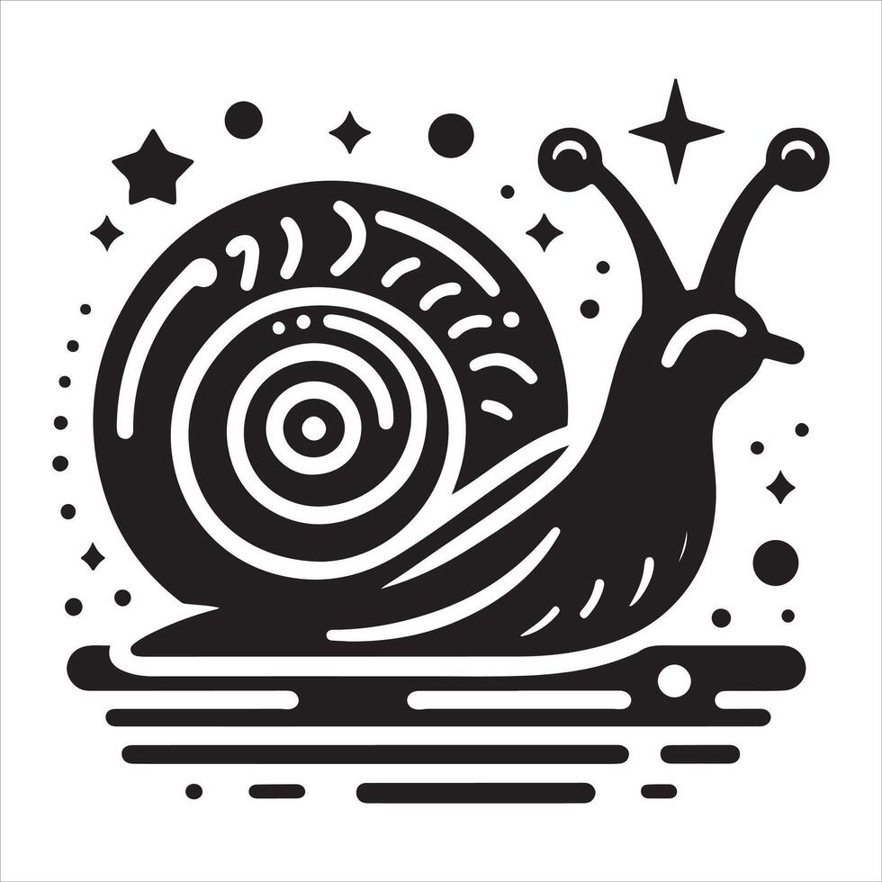 Graphic artwork of the silhouette of a snail vector