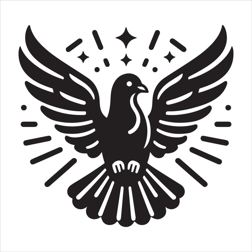 Graphic silhouette drawing of a pigeon vector