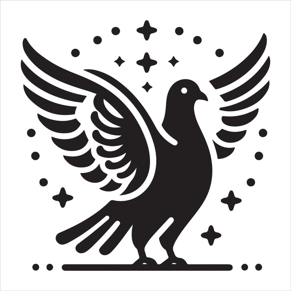 A lovely graphic artwork of a dove bird soaring, isolated on a white backdrop vector