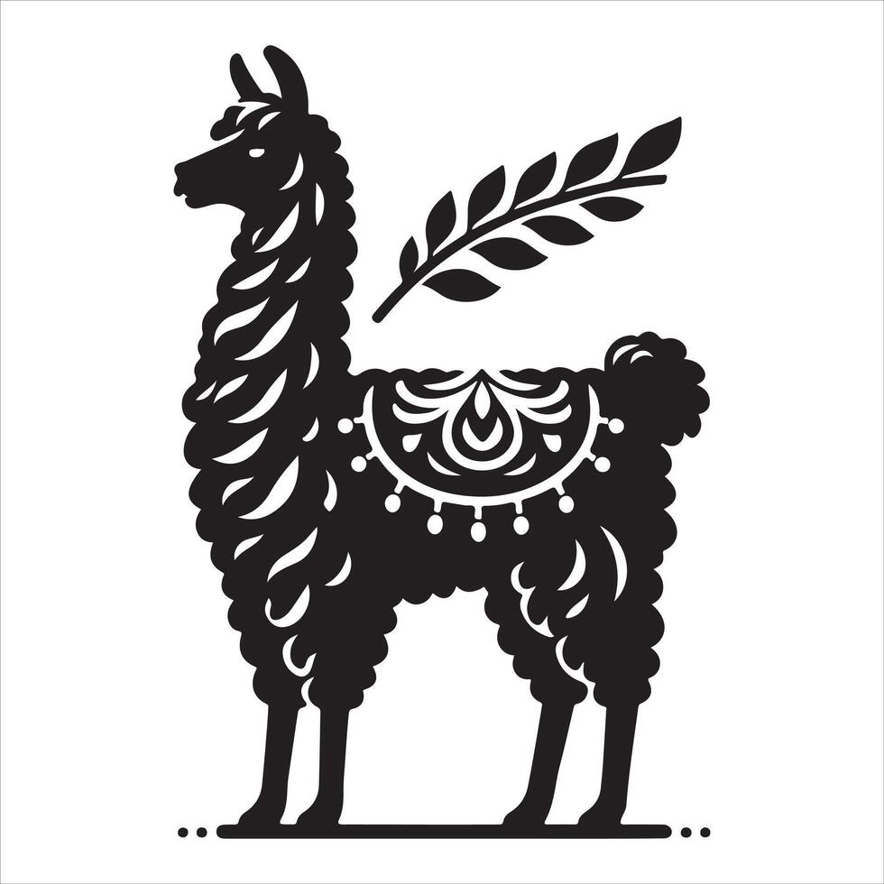 The silhouette of a curious baby llama vector