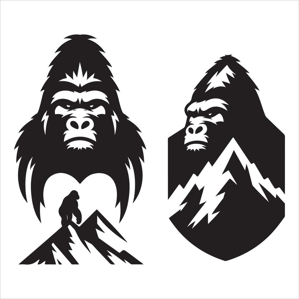 A gorilla silhouette standing amidst a white background vector