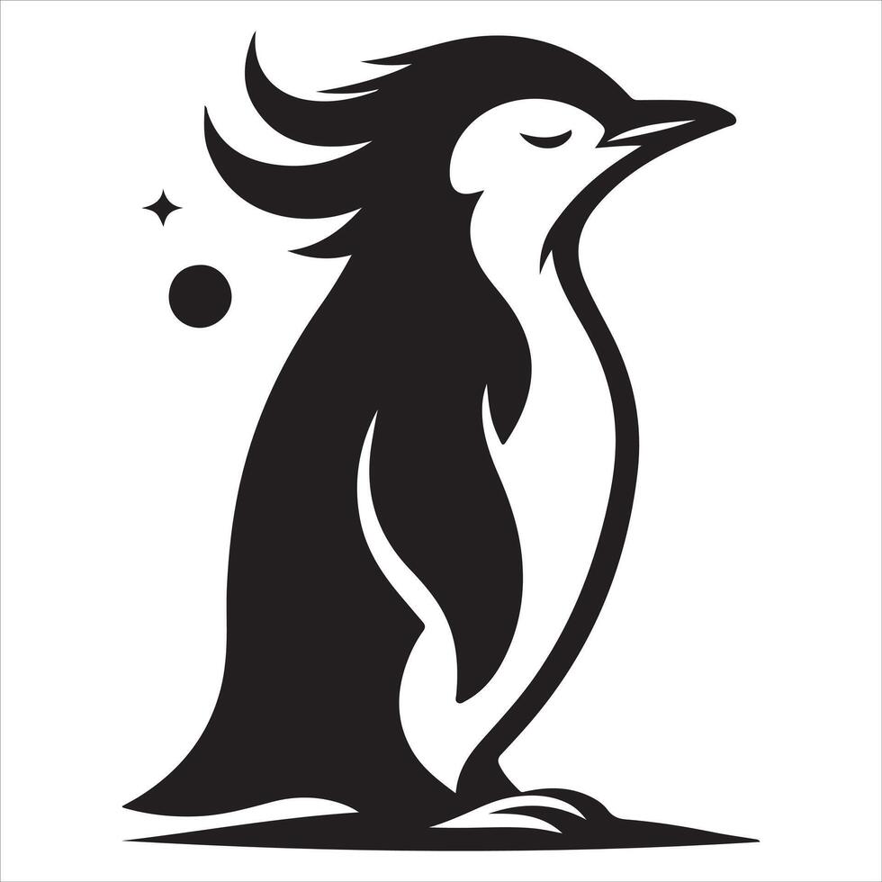 Graphic black silhouette of a penguin vector