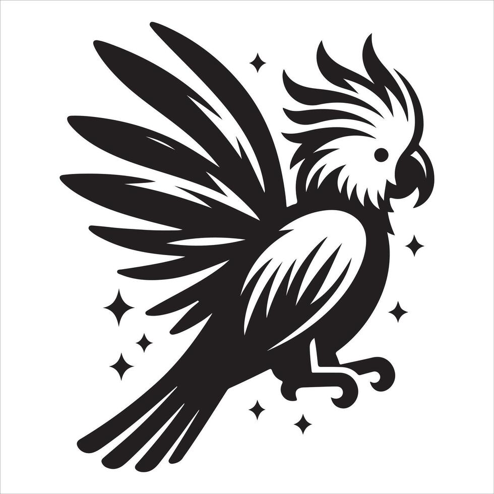 Graphic silhouette of a parrot vector