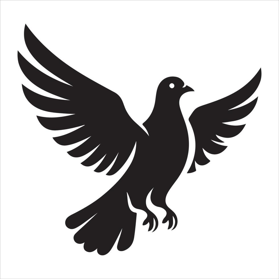 Hand-drawn animal silhouette drawing of a simple pigeon vector