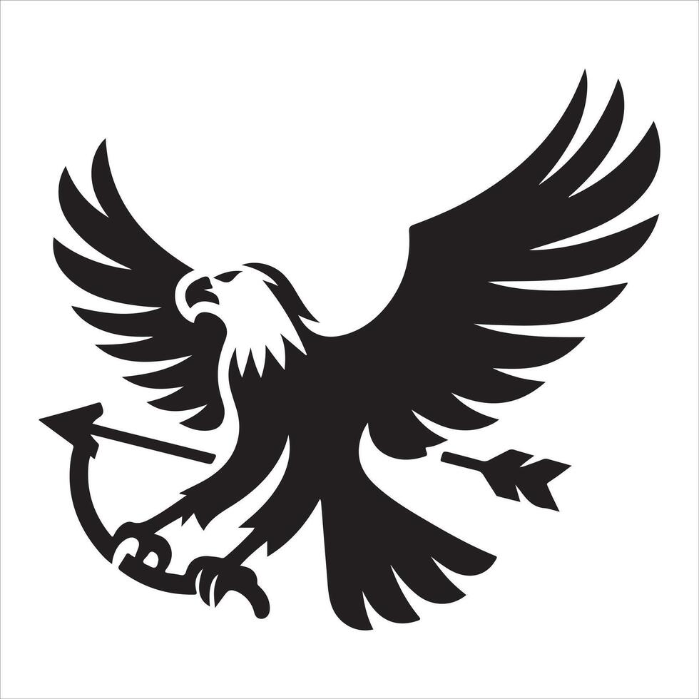Airborne Domination Dynamic Hunter Emblem Eagle Icon in Black Illustrator Eagle vector