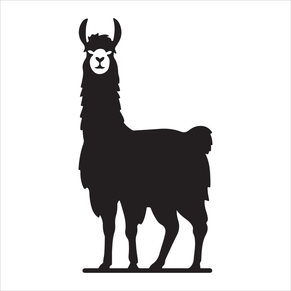 Black silhouette of a llama against a clear background vector