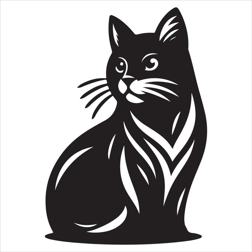 A bold silhouette of a black cat Realistic Styling Designing Iconography Tattoos vector
