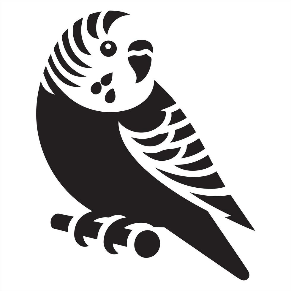 Streamlined Black Budgerigar Silhouette on White Background vector