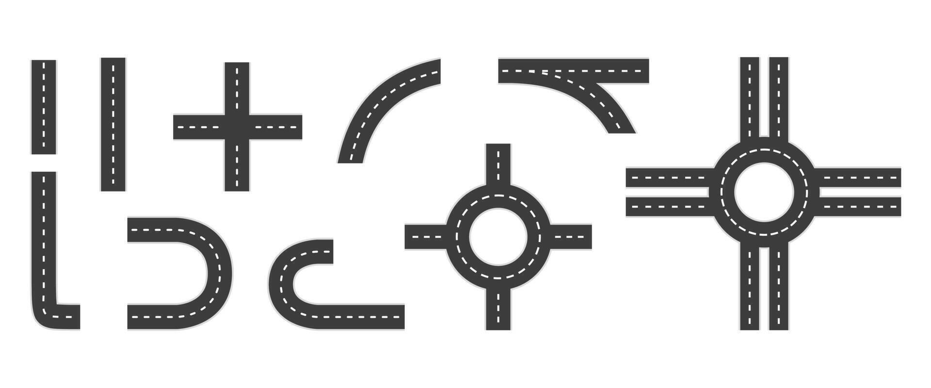 City road and highway top view, elements for map vector
