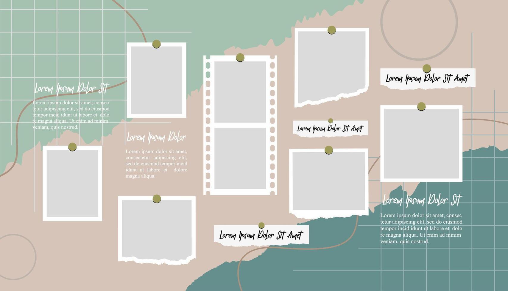 Collage grid photo effect template design vector
