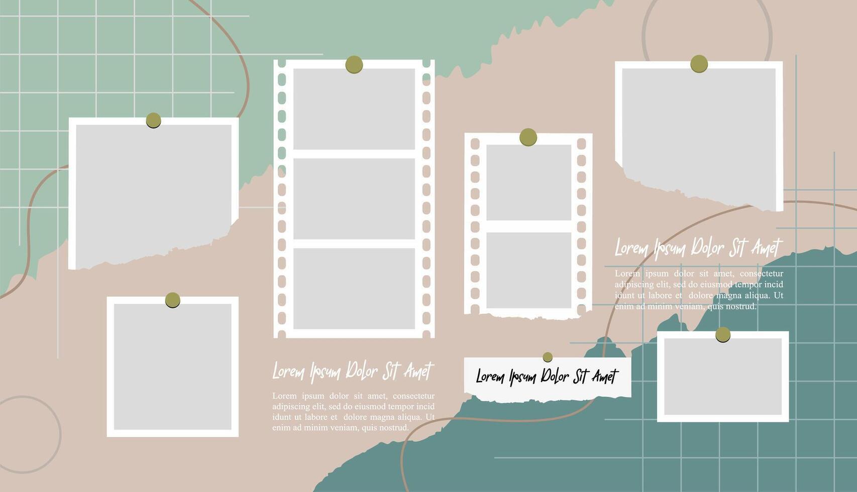 Picture Collage grid photo effect template vector
