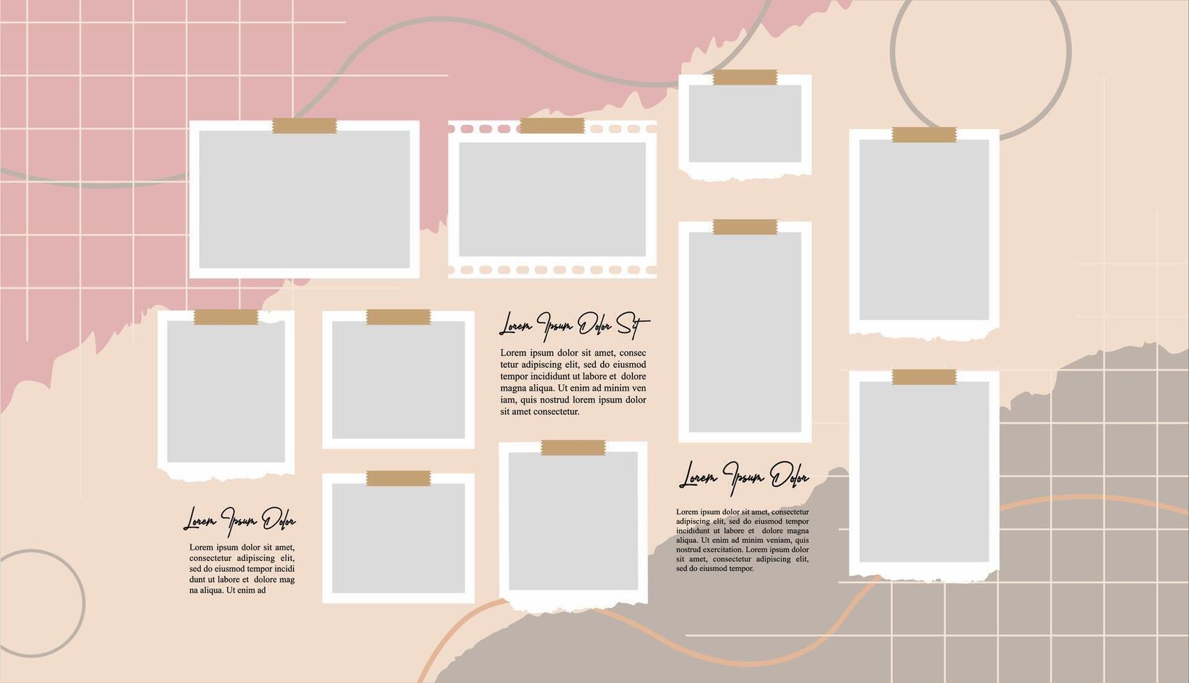 Collage photo frames set with text vector