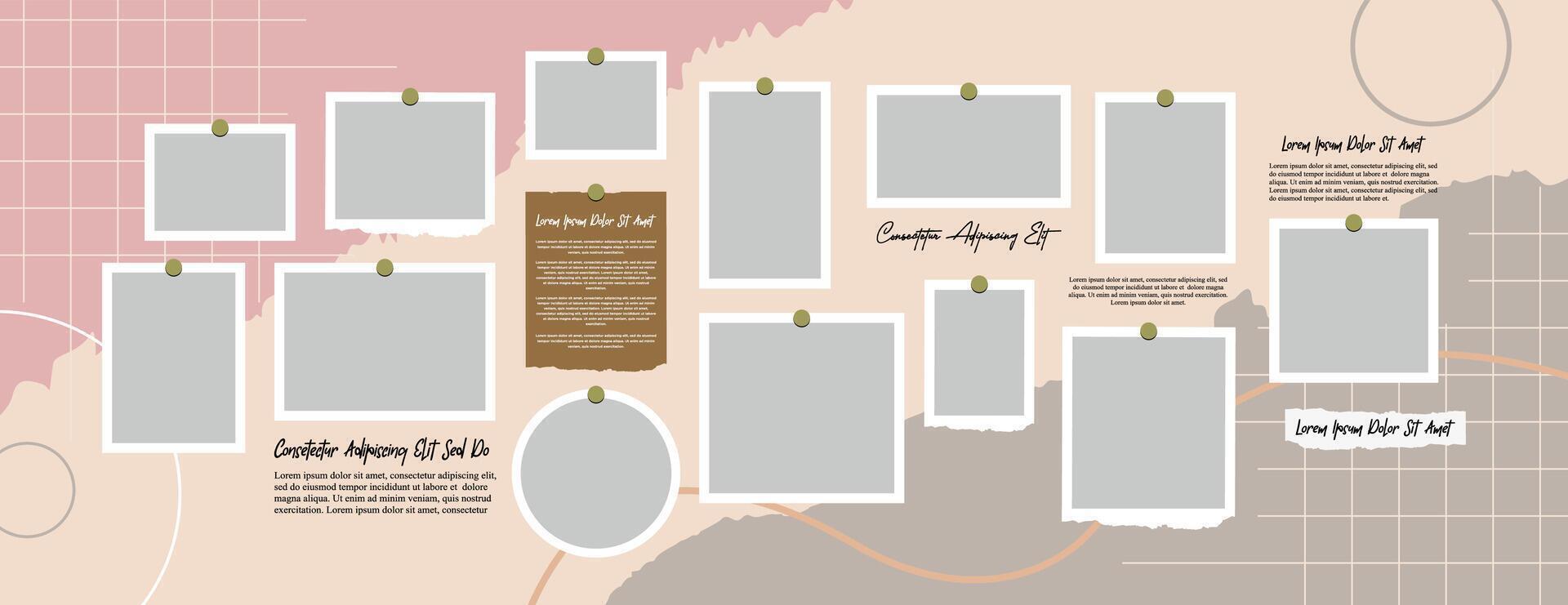 grid layout abstract photo frames template vector