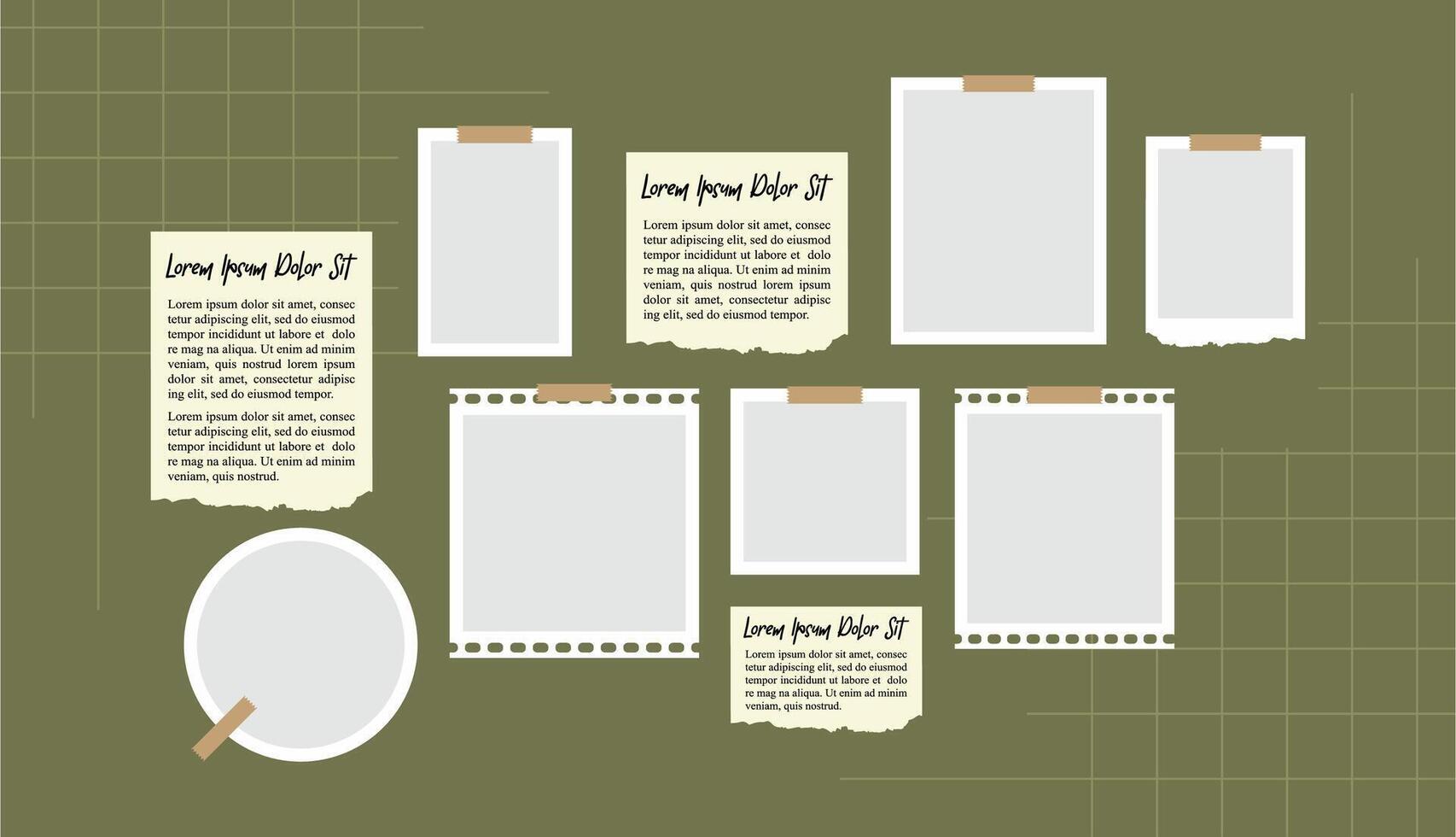 Pictures or photos frame collage comics page grid layout abstract photo frames and digital photo wall template vector