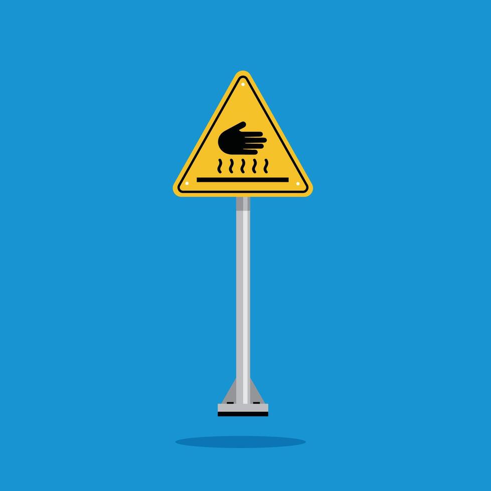 Warning hot surface on a yellow triangle board. Suitable for posters and web icons vector