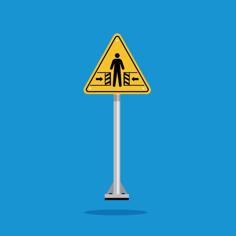 risk of crushing warning sign on yellow triangle board. Suitable for posters and web icons vector