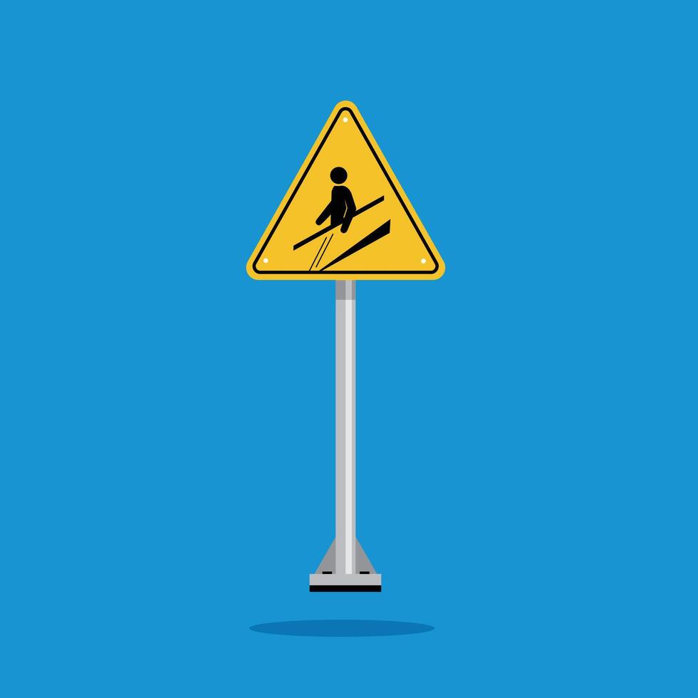 warning to use handle sign on yellow triangle board. Suitable for posters and web icons vector