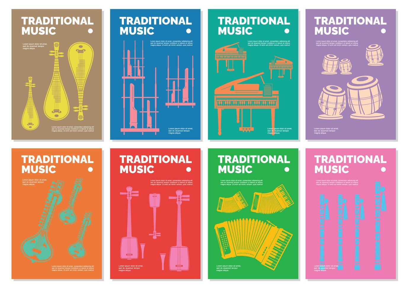 Music festival poster template with various instruments traditional music. flyer for music event vector
