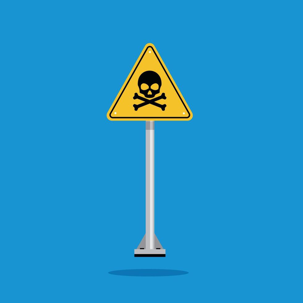 Poison warning sign on yellow triangle sign. Suitable for posters and web icons vector