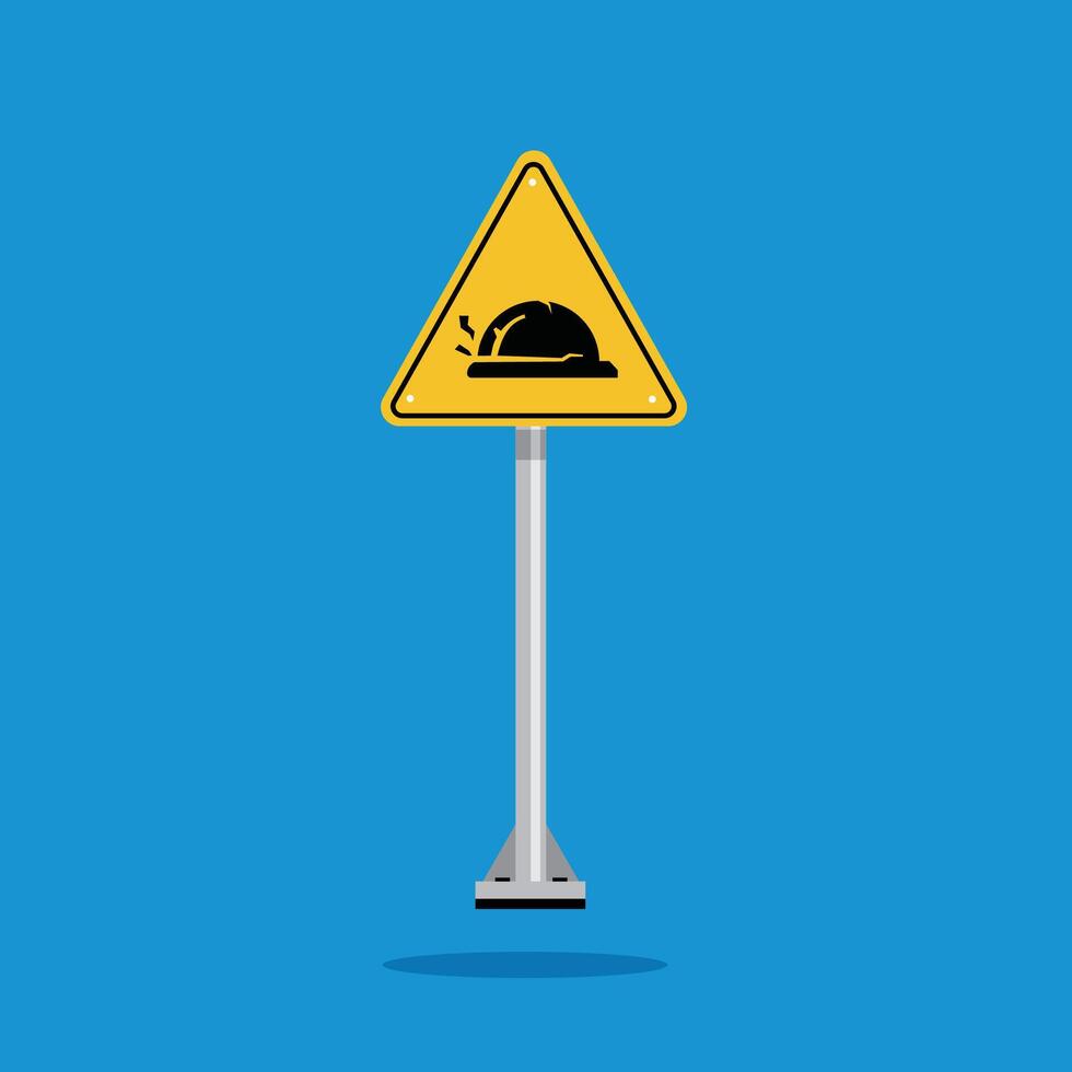 hard hat area warning sign on yellow triangle board. Suitable for posters and web icons vector