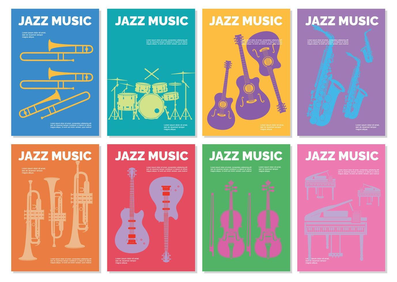 Music festival poster template with various instruments or jazz music concert. flyer for music event vector