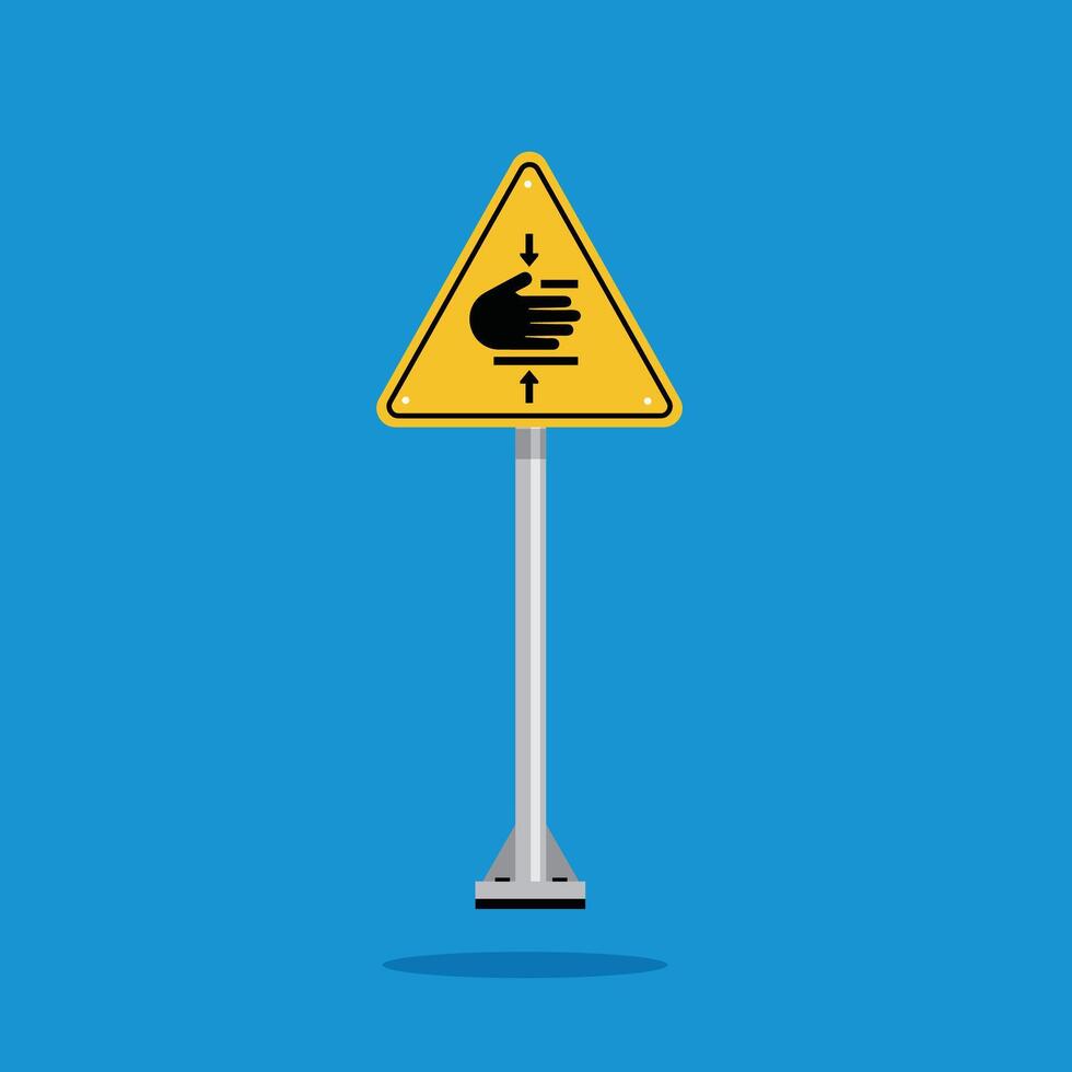 Warning sign of danger of being trapped objects on a yellow triangle board. Suitable for posters and web icons vector