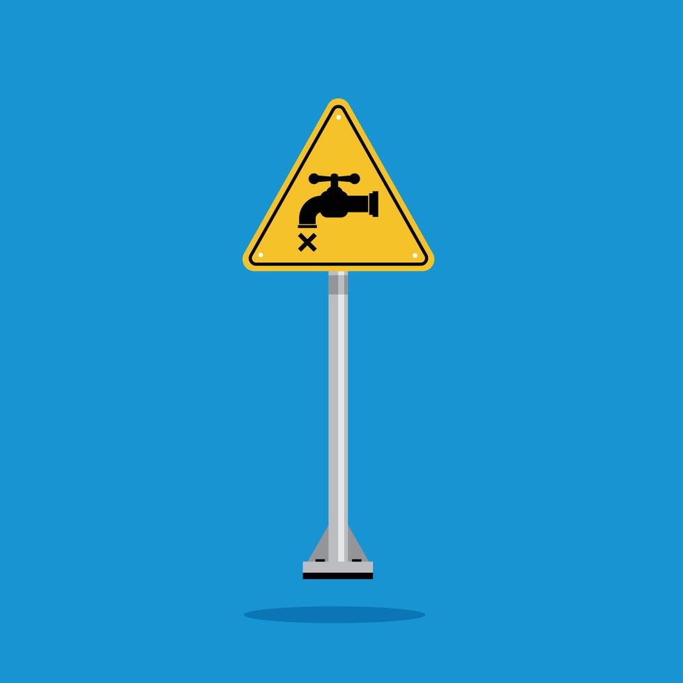 drought warning sign, tap with cross on yellow triangle board. Suitable for posters and web icons vector