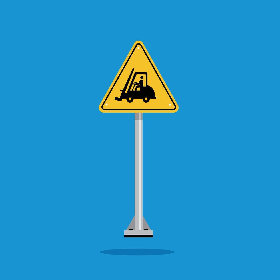 forklift truck sign on yellow triangle board. Suitable for posters and web icons vector