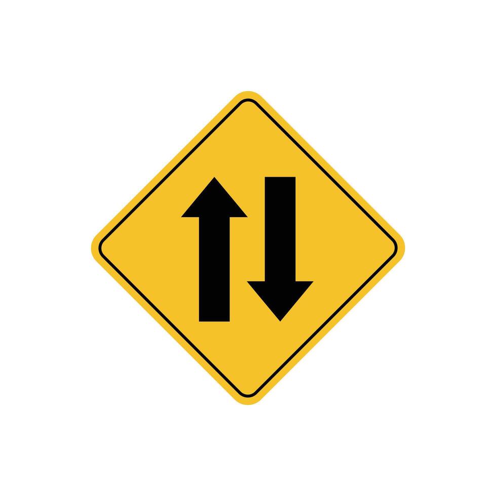road sign icon, Two way traffic straight on yellow rhombus board. suitable for poster use and web icon vector