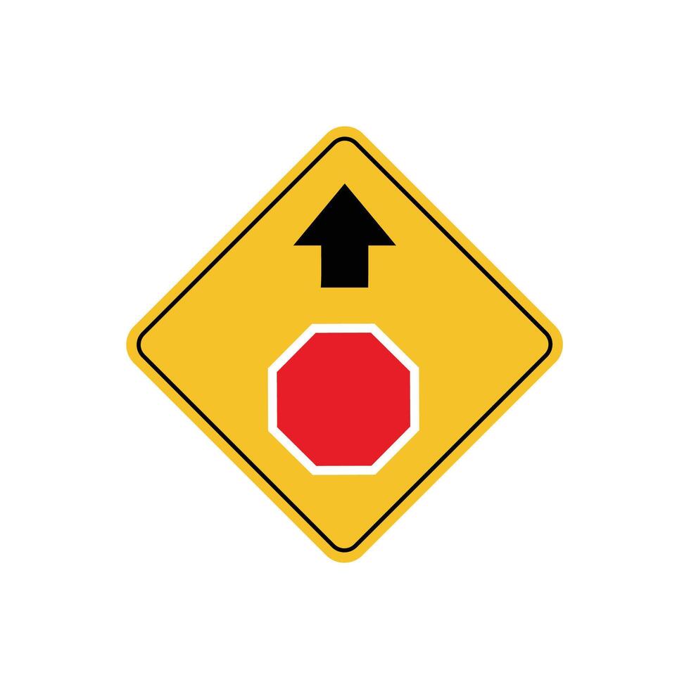road sign icon, Stop ahead road on yellow rhombus. board.suitable for poster use and web icon vector