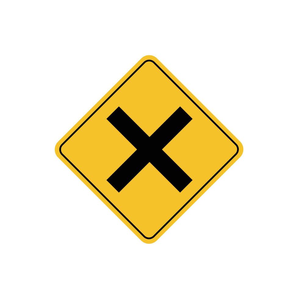road sign icon, Danger Junction road on yellow rhombus board. suitable for poster use and web icon vector