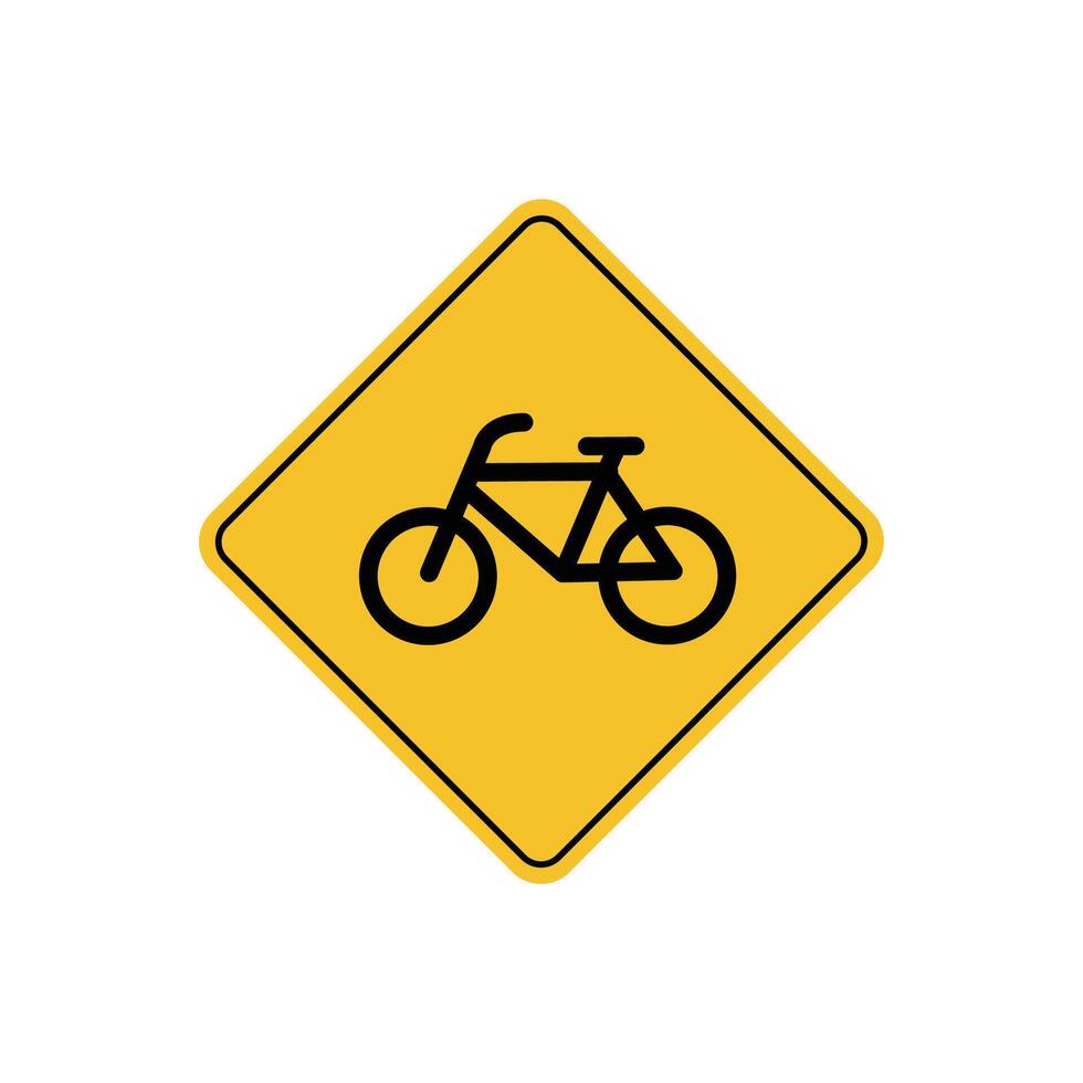 road sign icon, warning for bikes and cyclists on yellow rhombus board. suitable for poster use and web icon vector
