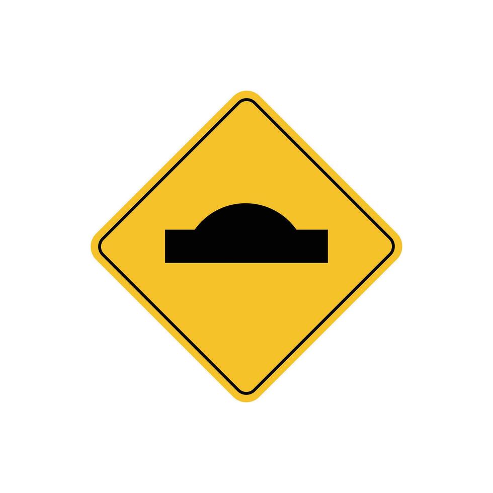 road sign icon, speed bumps in road on yellow rhombus board. suitable for poster use and web icon vector