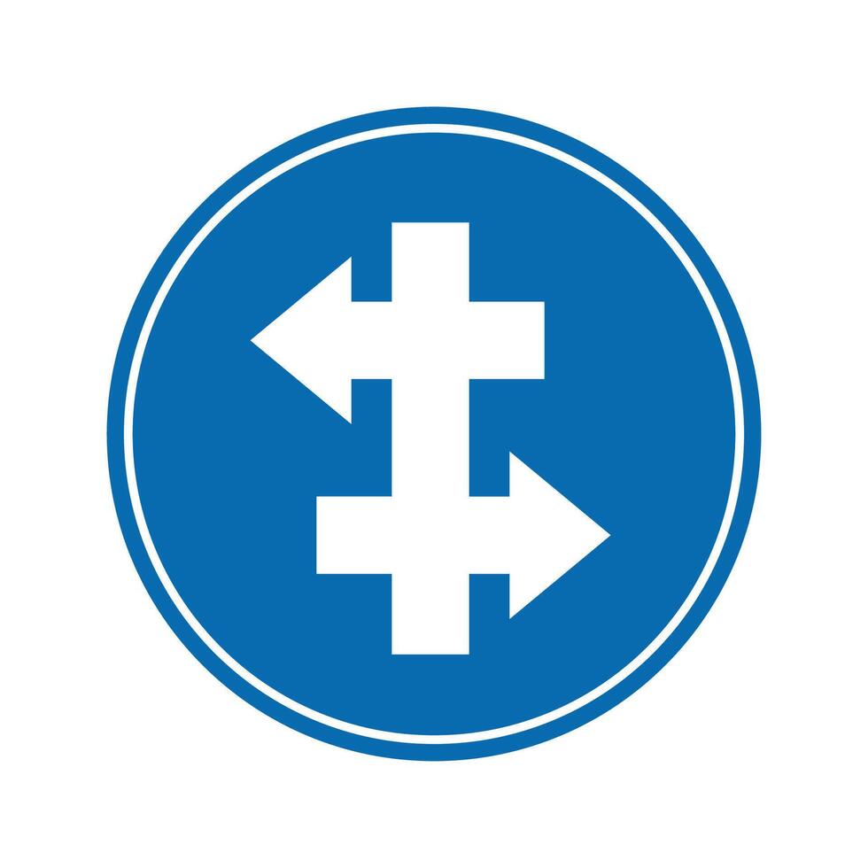 road sign icon, Divided road on on blue round board.suitable for poster use and web icon vector