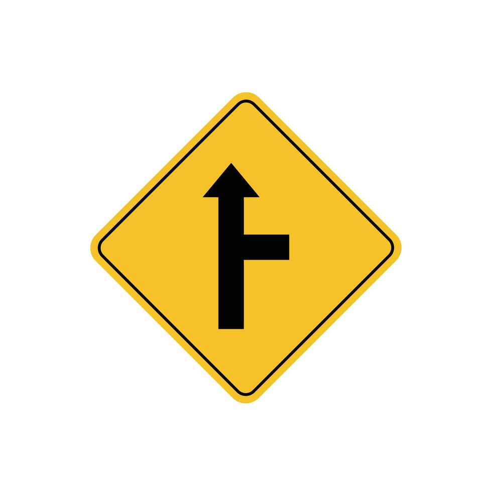 road sign icon, side road on the right warning on yellow rhombus board. suitable for poster use and web icon vector