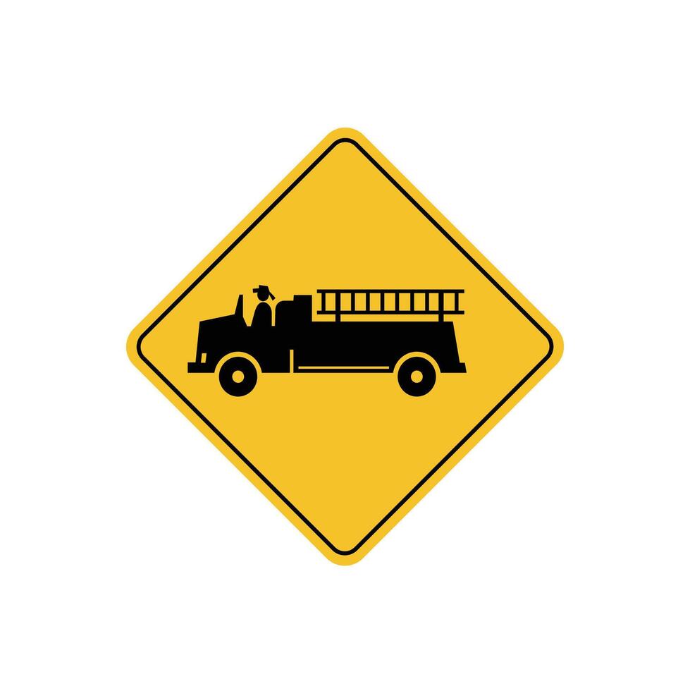 road sign icon, warning for emergency vehicles on yellow rhombus. board.suitable for poster use and web icon vector