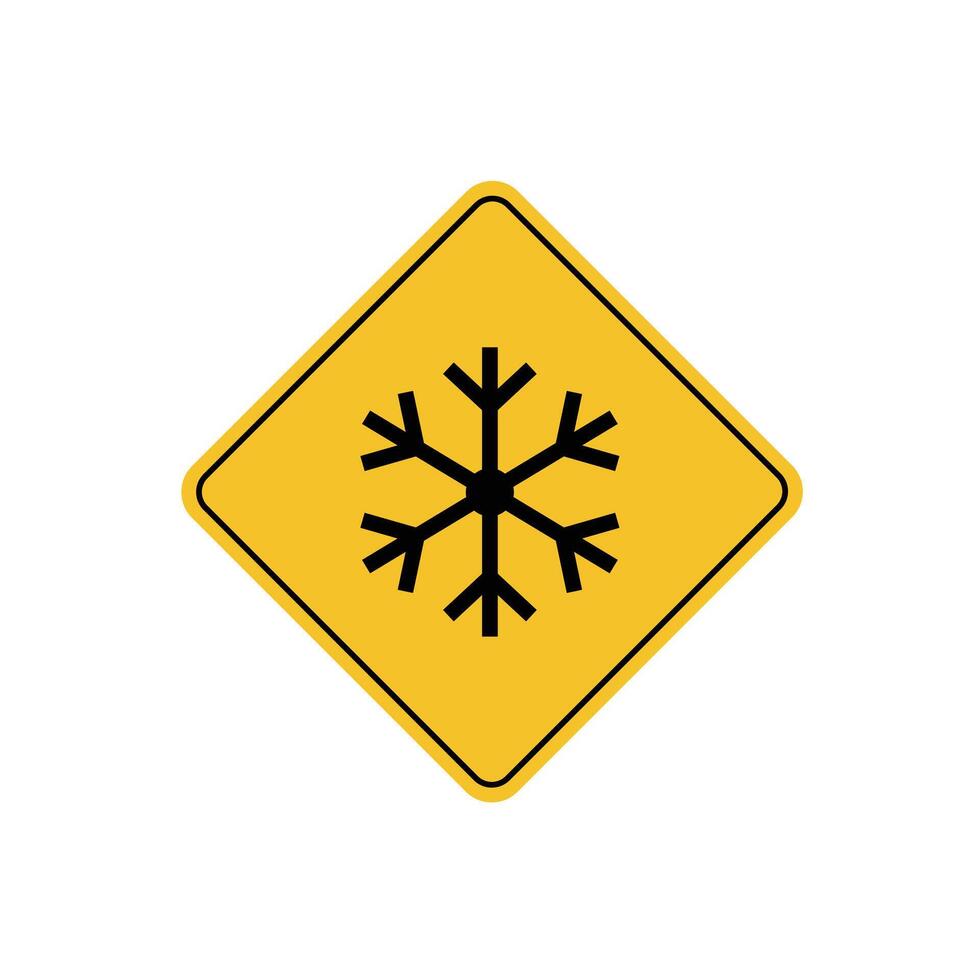 road sign icon, low temperature on yellow rhombus. board.suitable for poster use and web icon vector