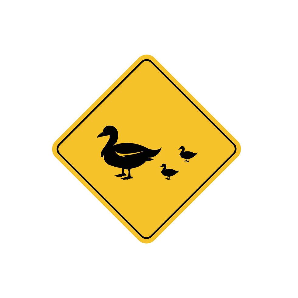 road sign icon, duck crossing on yellow rhombus. board.suitable for poster use and web icon vector