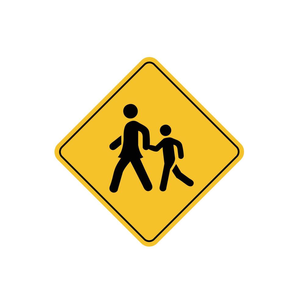 road sign icon, kids crossing on yellow rhombus. board.suitable for poster use and web icon vector