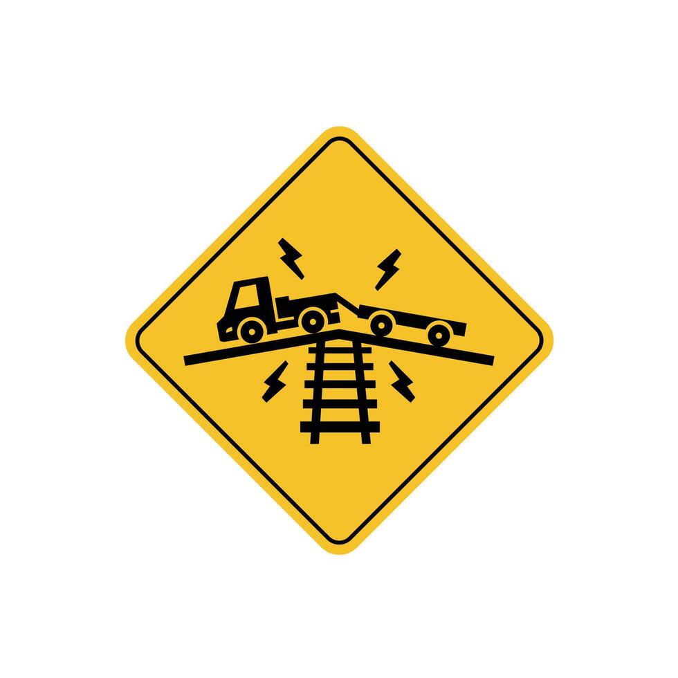 road sign icon, low ground on track on yellow rhombus. board.suitable for poster use and web icon vector