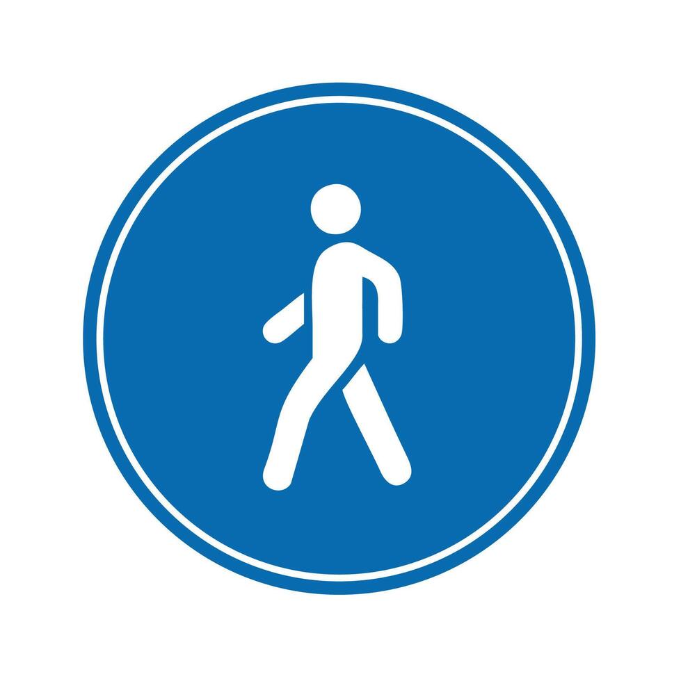 road sign icon, Warning Pedestrians road on blue round board. suitable for poster use and web icon vector