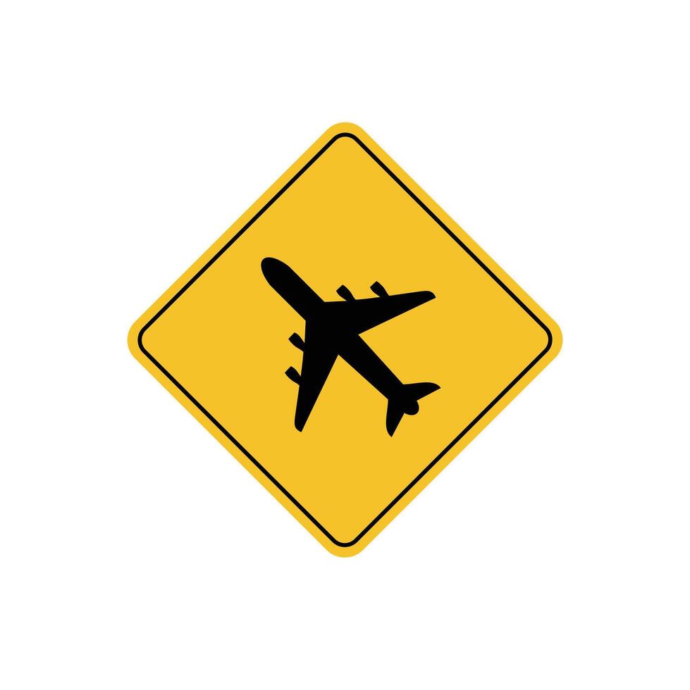 road sign icon, warning for law flying plans, aircraft and jets on yellow rhombus. board.suitable for poster use and web icon vector